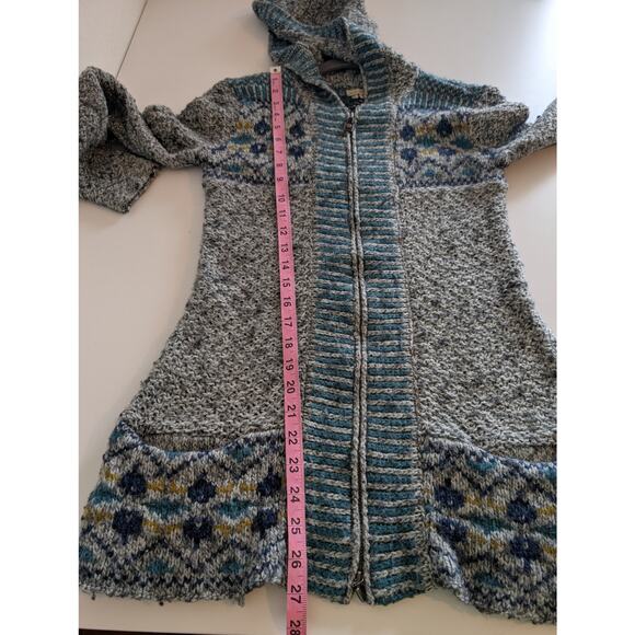 Royal Robbins Sweater Fair Isle Floral Chunky Knit Boho Wool Gray Blue Size S - Picture 10 of 10